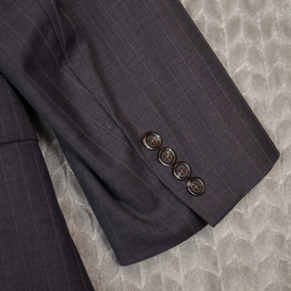 Lauren Ralph Lauren Blazer Mens 46L Gray Pinstripe Sport Coat Wool Blend
